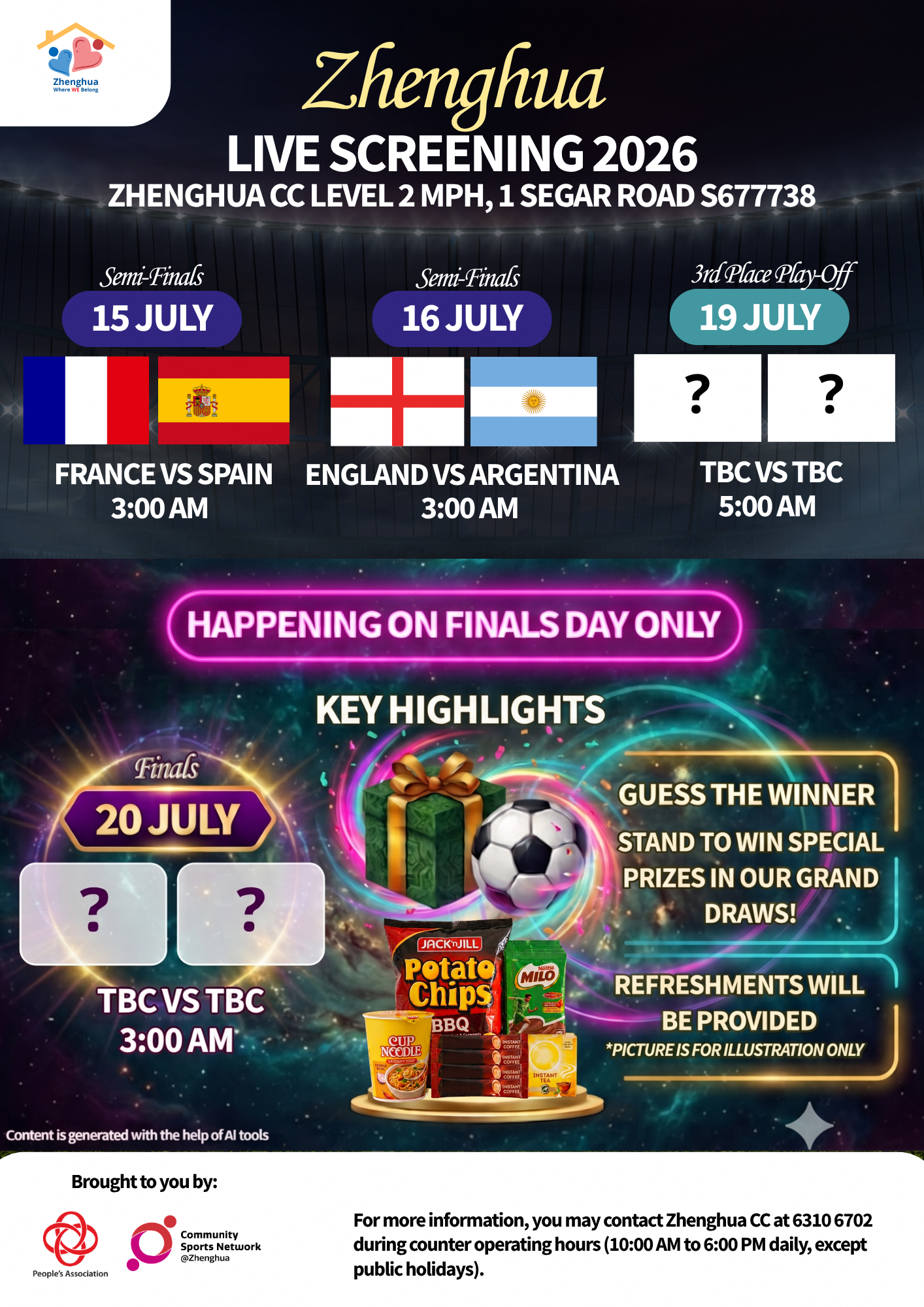 The live screening schedule that showcases the Semi-Finals to the Finals.